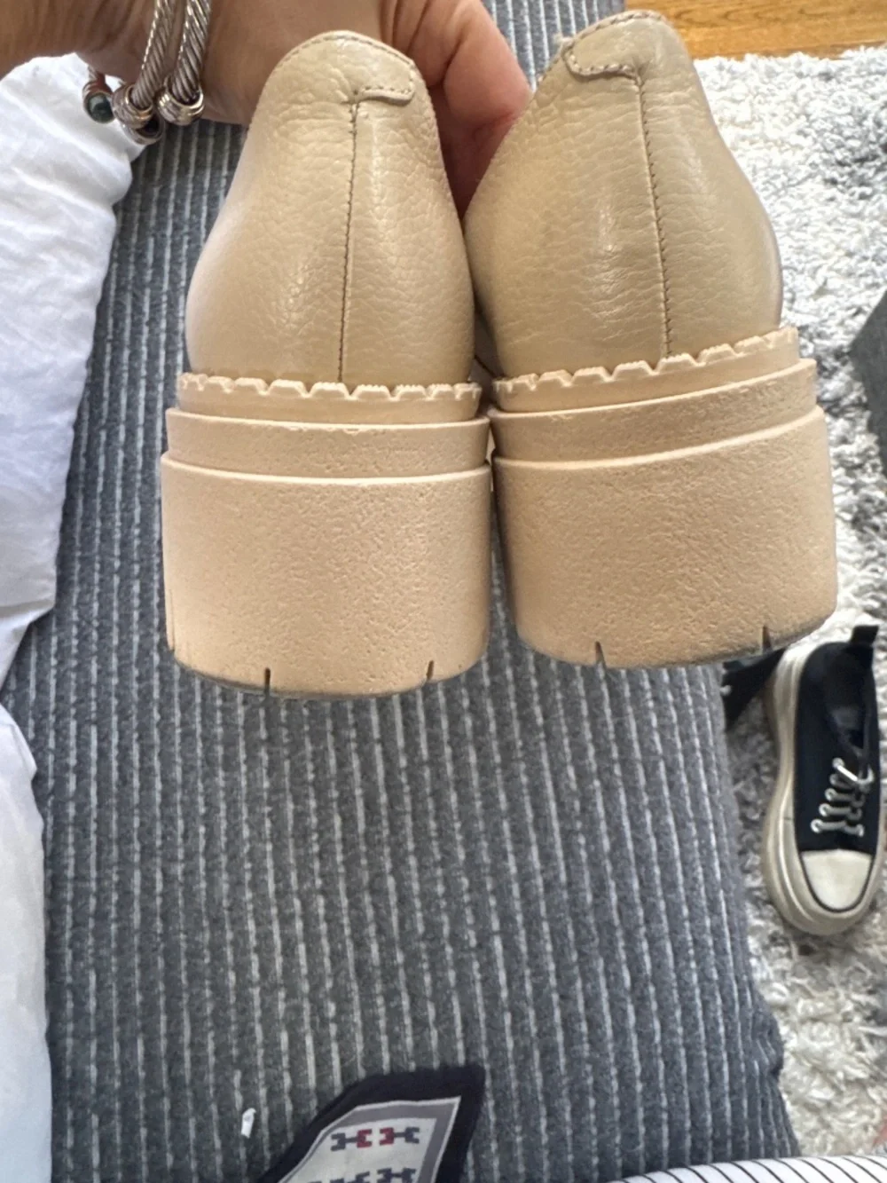 Like new beige leather penny loafers